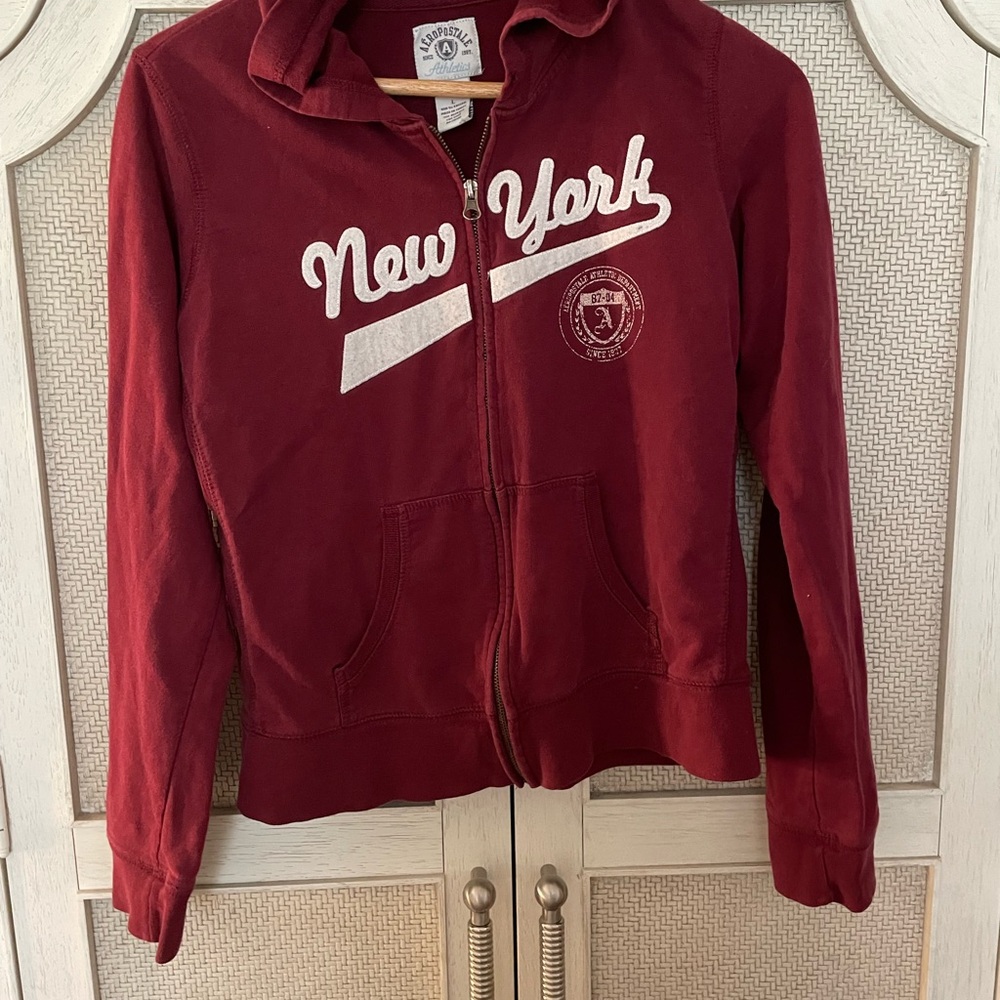 Vintage Aeropostale Burgundy Zip-Up Hoodie